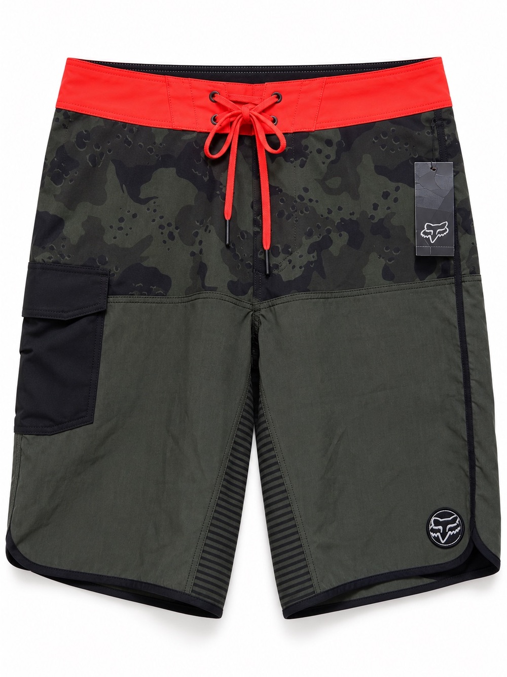 NWT Fox Racing H2O Camino Spliced Boardshort Men’s 30 Camo Green Red Swim Shorts